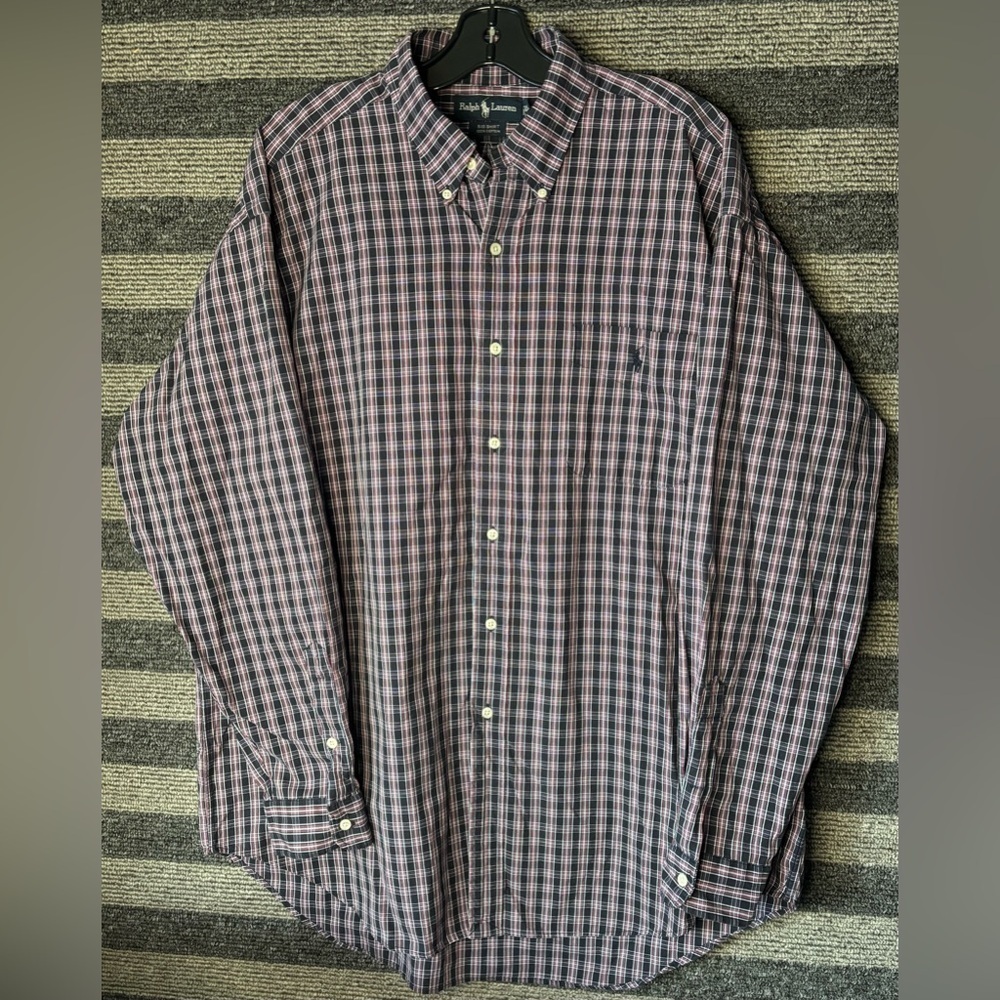 Vintage 90’s Polo Ralph Lauren Big Shirt Men's Plaid Button-Down Shirt Baggy XL
